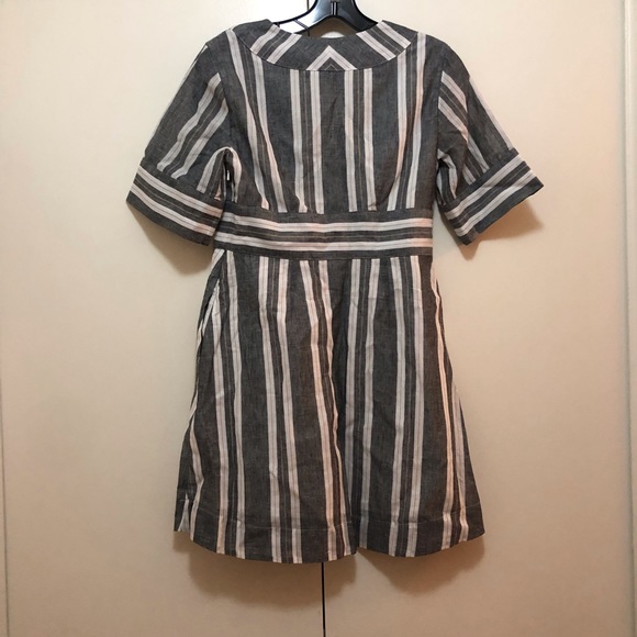 NWT $130 Banana Republic Stripe Linen Dress with Pockets - sizes OP or 2P! - Picture 2 of 6